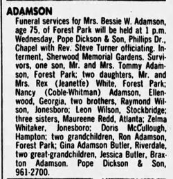 Bessie L <I>Wilson</I> Adamson 