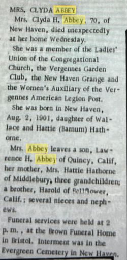 Clyda May <I>Hathorn</I> Abbey 