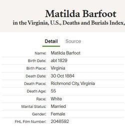 Matilda <I>Thompson</I> Barfoot 