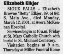 Elizabeth B. <I>Browne</I> Elkjer 