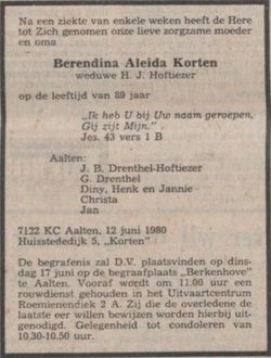 Berendina Aleida <I>Korten</I> Hoftiezer 