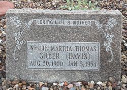 Nellie Martha <I>Thomas Davis</I> Greer 