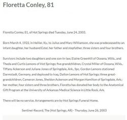 Floretta <I>Williamson</I> Conley 