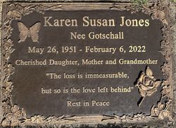 Karen Susan “Sue” <I>Gotschall</I> Jones 