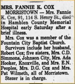 Fannie <I>Kinnick</I> Cox 