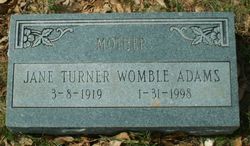 Jane Turner <I>Womble</I> Adams 