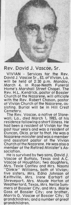 Rev David Joseph Vascoe Sr.