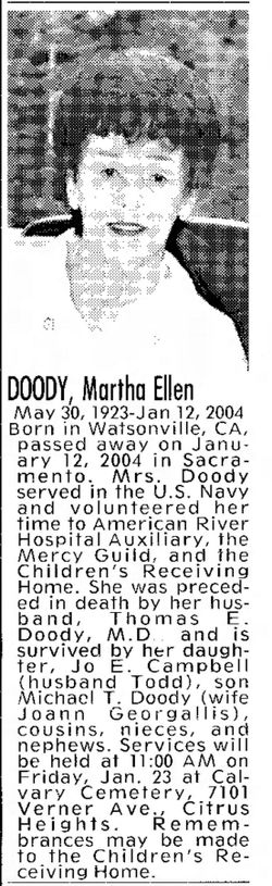 Martha Ellen <I>Hooley</I> Doody 