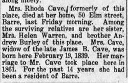 Rhoda White <I>Burley/Burleigh</I> Cave 