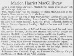 Marion Harriet <I>MacIntosh</I> MacGillivray 