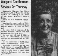 Margaret Ann <I>Allison</I> Smotherman 