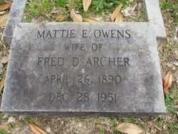 Mattie E. <I>Owens</I> Archer 
