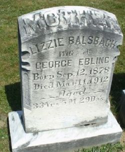 Elizabeth “Lizzie” <I>Balsbach</I> Ebling 