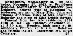 Margaret Mary <I>Delaney</I> Anderson 