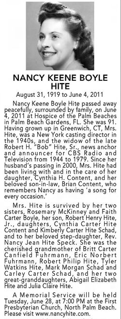 Nancy Keene <I>Boyle</I> Hite 