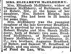 Elizabeth Kell “Lizzie” <I>Bradford</I> McElderry 