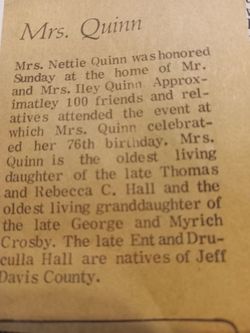 Jeanette “Nettie” <I>Hall</I> Quinn 