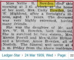 Nellie B Bowden 