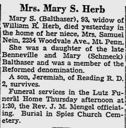 Mary S. <I>Balthaser</I> Herb 