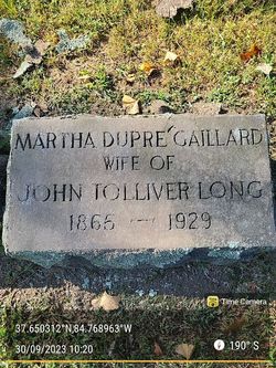 Martha DuPre “Mattie” <I>Gaillard</I> Long 
