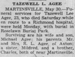 Tazewell Lee Agee 