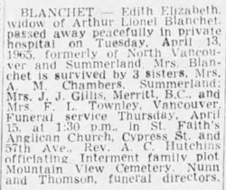 Edith Elizabeth <I>Chambers</I> Blanchett 