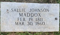 Sarah “Sallie” <I>Johnson</I> Maddox 