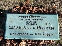 Sarah Alpha “Sadie” <I>Blankenship</I> Norman 
