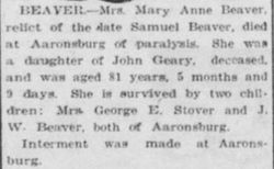 Mary Ann <I>Geary</I> Beaver 