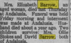 Elizabeth “Lizzie” <I>Dixon</I> Barrow 