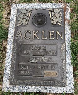 Betty Nell <I>Zimmerman</I> Acklen 