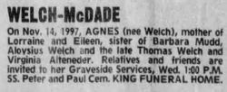 Agnes <I>Welch</I> McDade 
