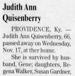 Judith Ann <I>Alexander</I> Quisenberry 