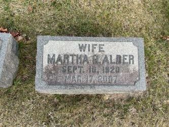 Martha G <I>Crowther</I> Alder 