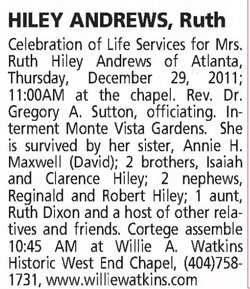 Mrs Ruth <I>Hiley</I> Andrews 