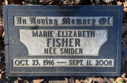 Marie Elizabeth <I>Snider</I> Fisher 