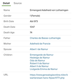 Ermengarde Adelheid <I>of Lower Lorraine</I> of Namur 