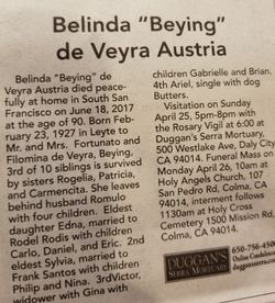 Mrs Belinda “Beying” <I>De Veyra</I> Austria 