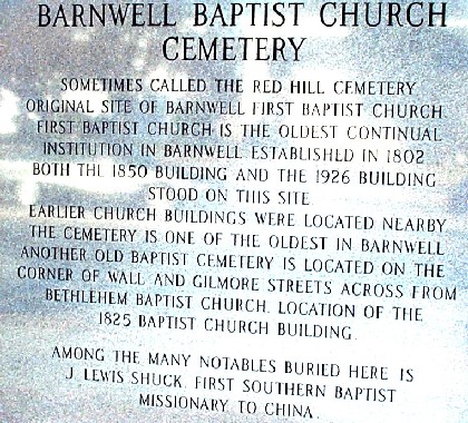 Barnwell Baptist Church Cemetery Old