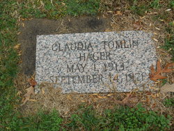  Claudia <I>Tomlin</I> Hager