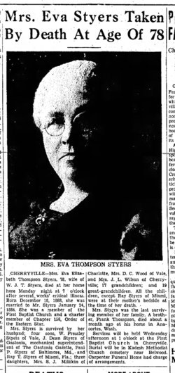 Eva Elizabeth Thompson Styers (1868-1947)