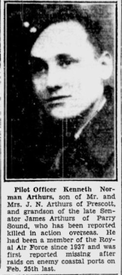 Pilot Officer ( Pilot ) Kenneth Norman Arthurs