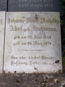  Johanne Marie Mathilde <I>Stohlmann</I> Abel