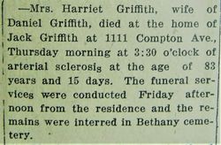  Harriett A <I>Basnett</I> Griffith
