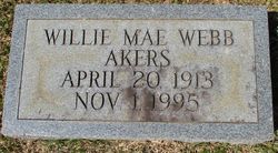  Willie Mae <I>Webb</I> Akers