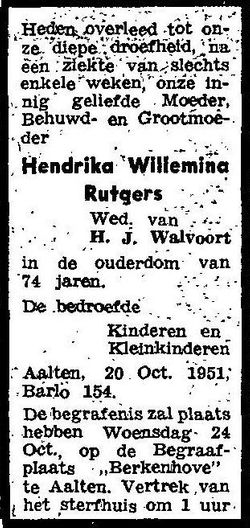  Hendrika Willemina <I>Rutgers</I> Walvoort
