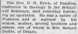 Rev Benjamin H. Krick