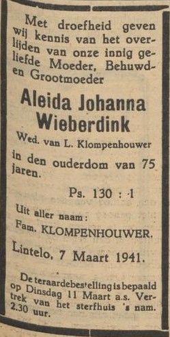 Aleida Johanna <I>Wieberdink</I> Klompenhouwer