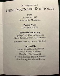  Gene Maynard “Geno” Ronholdt
