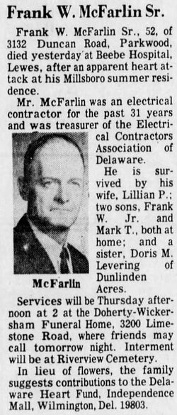  Frank W. McFarlin Sr.